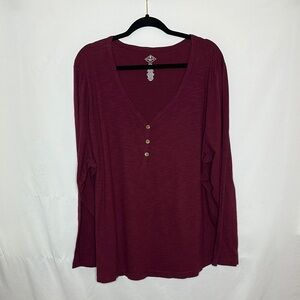 Women's Burgundy Long Sleeve Top